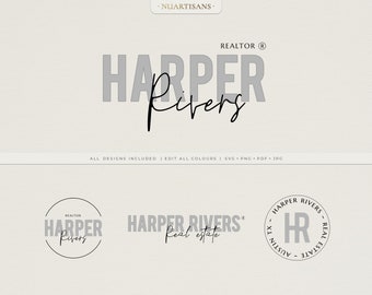 HARPER | minimal real estate logo, modern logo, premade diy realtor logo, minimal business logo - Edit today, Use today.
