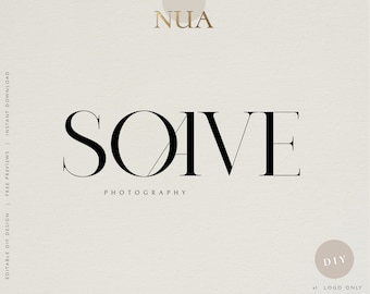 SOAVE | feminine logo, unique logo, photography business logo, diy premade logo template, photorapher logo -editable DIY logo - Free demo!