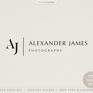 ALEXANDER | initial logo design, minimal logo, text name initials logo, editable DIY logo, premade photography logo design