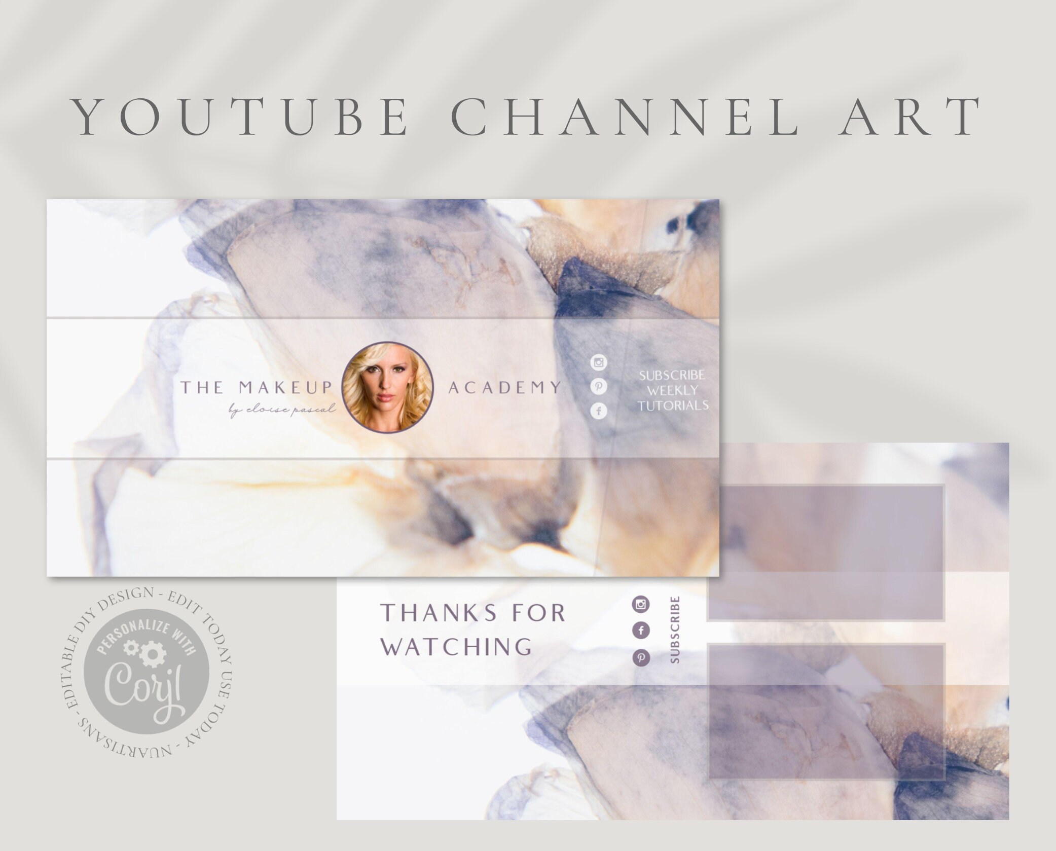 Spring Eloise Youtube Banner Set Your Diy Youtube Channel Etsy