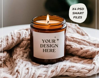 Amber candle mockup, boho mockup vibes, mock up bundle, boho, psd template - perfect for your pod store - Set#6