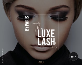 LUXE LASH | eyelash logo design, lash box logo, premade glitter beauty logo, DIY logos - Choose your glitter colour + edit yourself logo!!