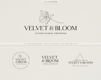 VELVET | Florist floral diy logo - Premade editable logo design  - Botanical floral design  - Get started now + edit yourself!