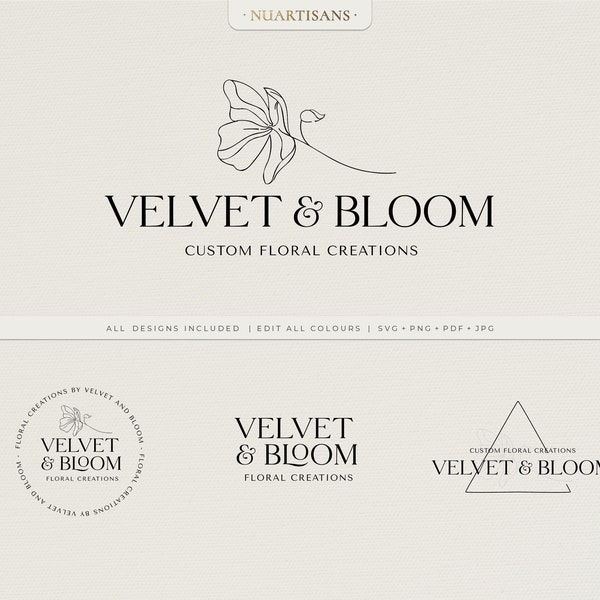 VELVET | Florist floral diy logo - Premade editable logo design  - Botanical floral design  - Get started now + edit yourself!