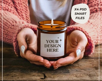 Amber candle mockup, boho mockup vibes, mock up bundle, boho, psd template - perfect for your pod store - Set#5