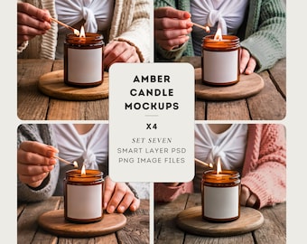 Amber candle mockup, boho mockup vibes, mock up bundle, boho, psd template - perfect for your pod store - Set#7