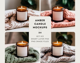Amber candle mockup, boho mockup vibes, mock up bundle, boho, psd template - perfect for your pod store - Set#6