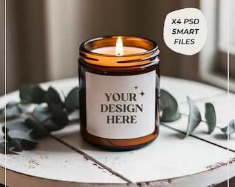 Amber candle mockup, boho mockup vibes, mock up bundle, boho, psd template - perfect for your pod store - Set#3
