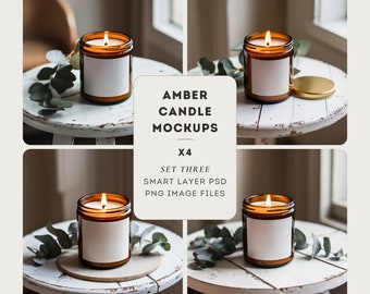 Amber candle mockup, boho mockup vibes, mock up bundle, boho, psd template - perfect for your pod store - Set#3