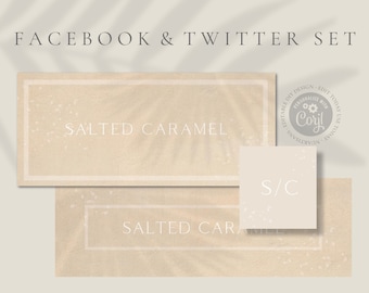 SALTED CARAMEL | DIY Social media set - Facebook Cover + Twitter banner template. Self-editing social media graphics for instant download!