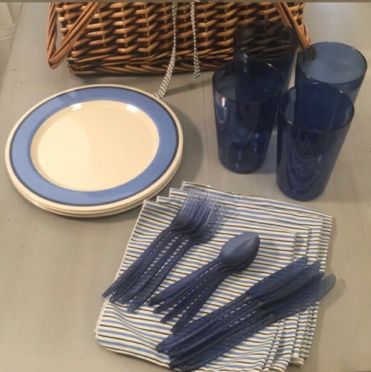 Vintage Reed Picnic Basket for sale Only 4 left at 60