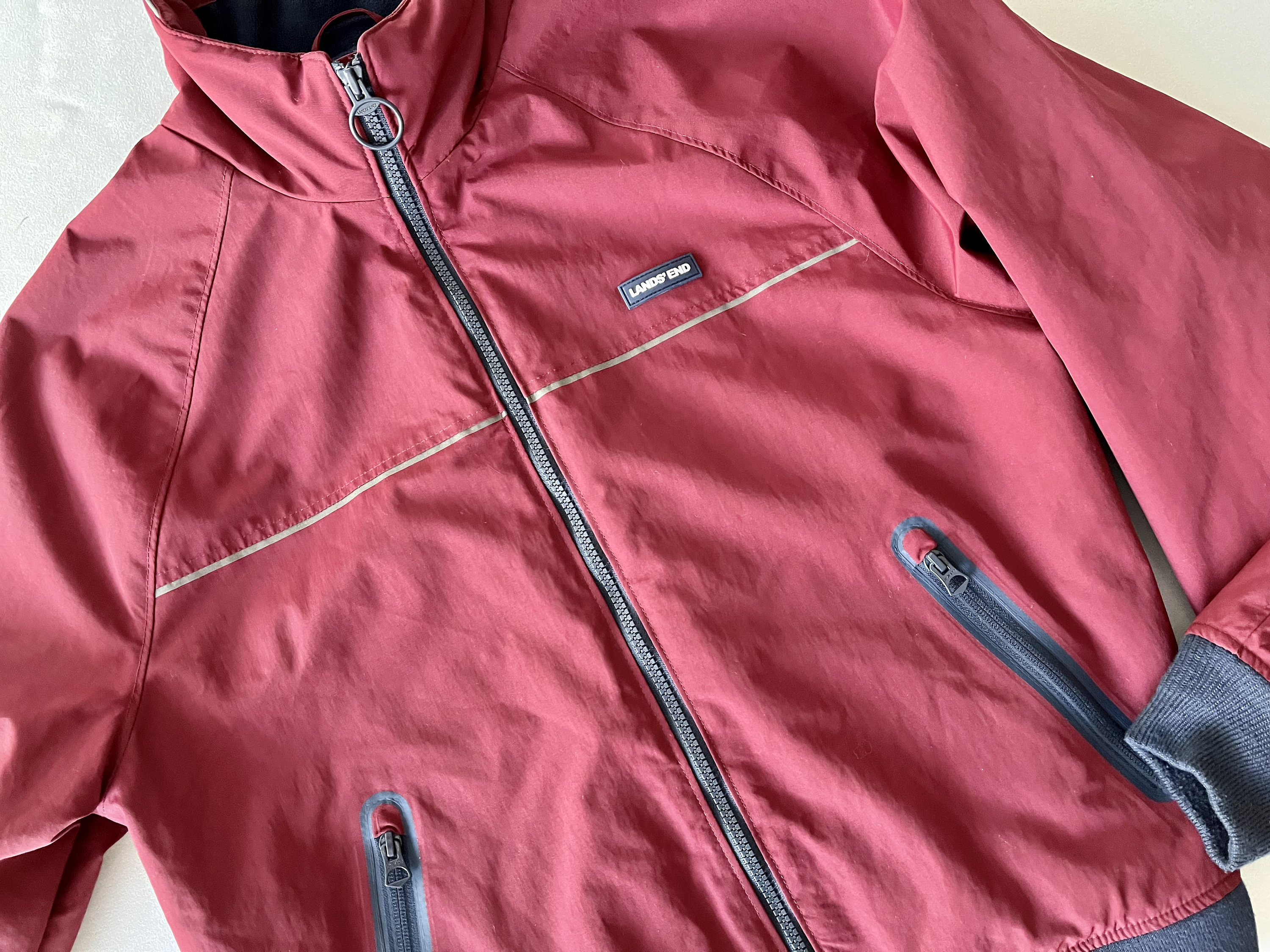 LANDS END: Fleece Lined Windbreaker Bomber Jacket - Etsy