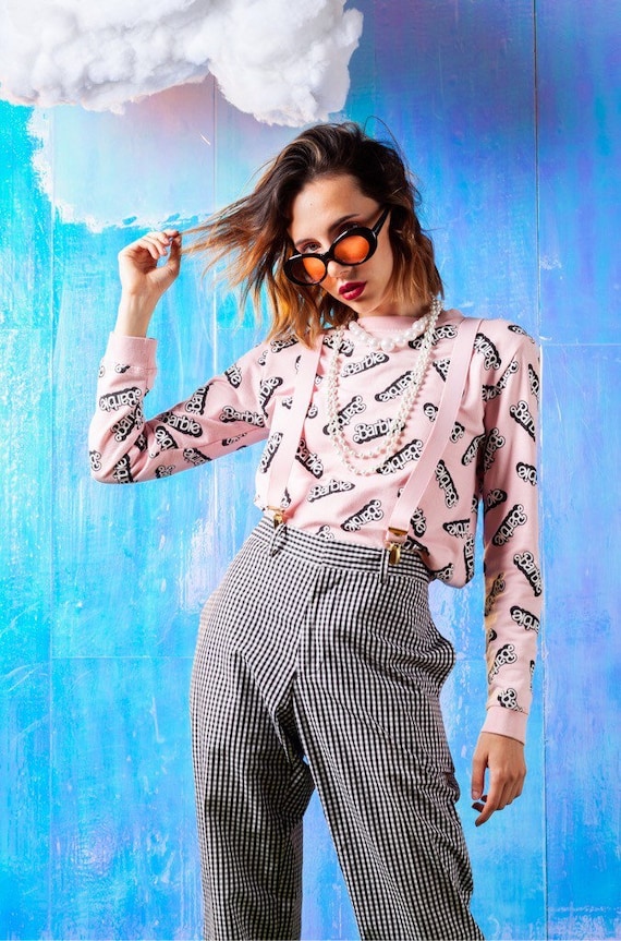 VINTAGE; Y2K Pink Suspenders - Etsy