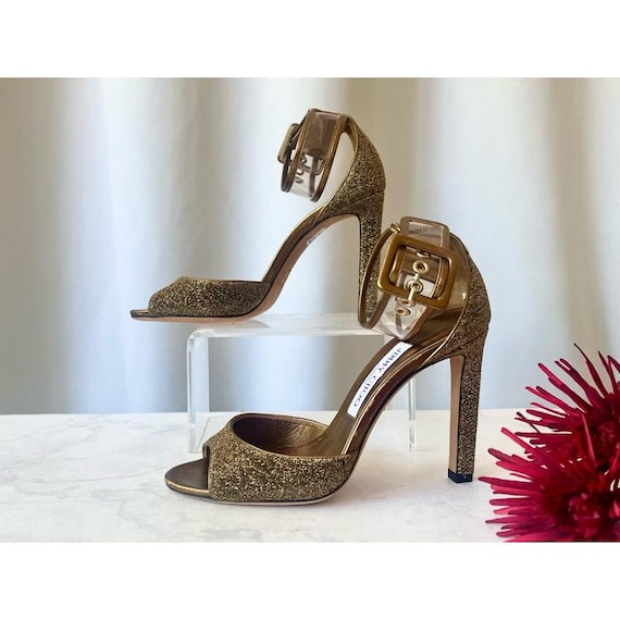 JIMMY CHOO グリッターオープントゥ ウェッジソール JIMMY CHOO グリッターオープントゥ ウェッジソール