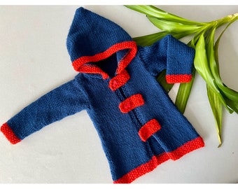 VINTAGE ▾; Cardigan con cappuccio lavorato a mano per bambini