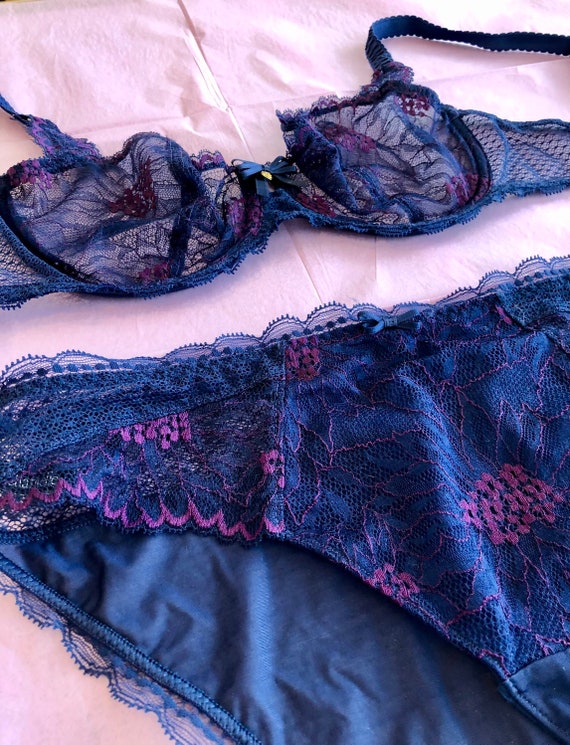 CHANTELLE; lace lingerie set 36C; demi cup bra; f… - image 3
