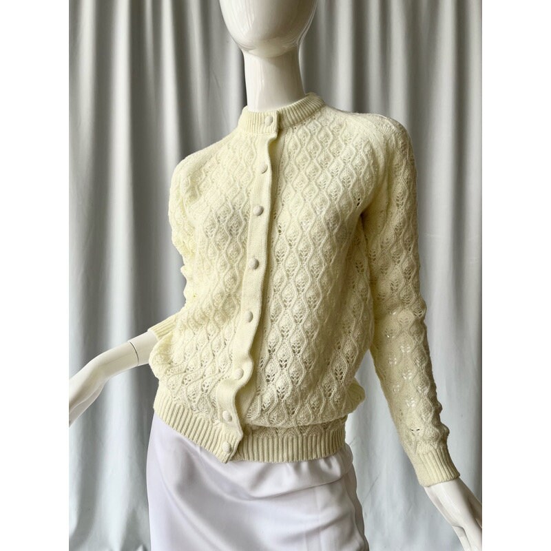 EATONS; Pointelle cardigan sweater