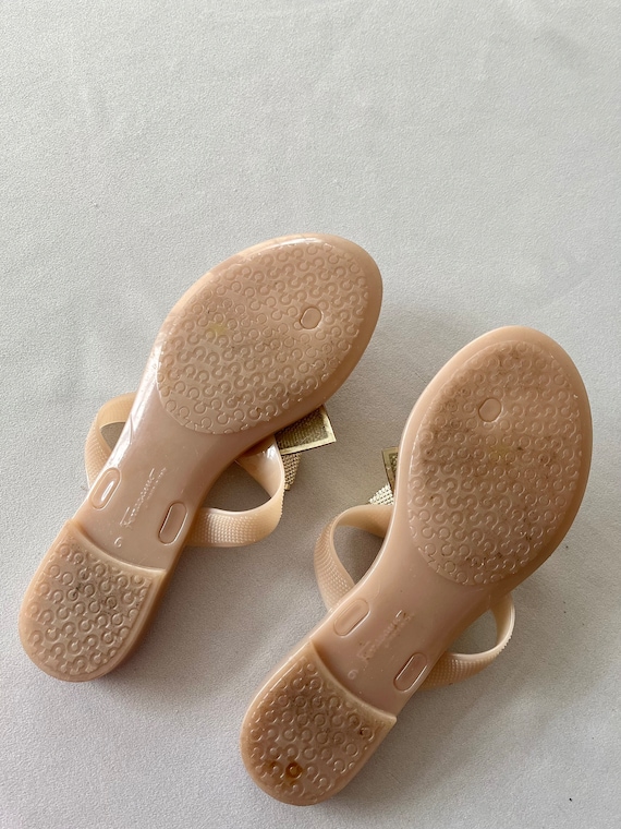 SALVATORE FERRAGAMO; Flip Flop Rubber Sandals With Gold