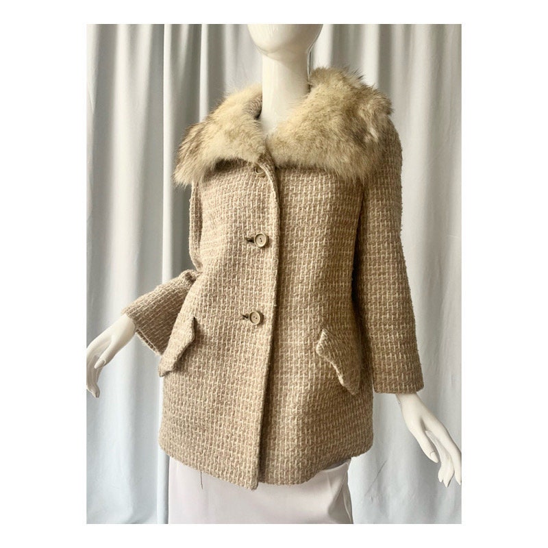 Tweed and Fur Coat - Etsy Tweed and Fur Coat - Etsy