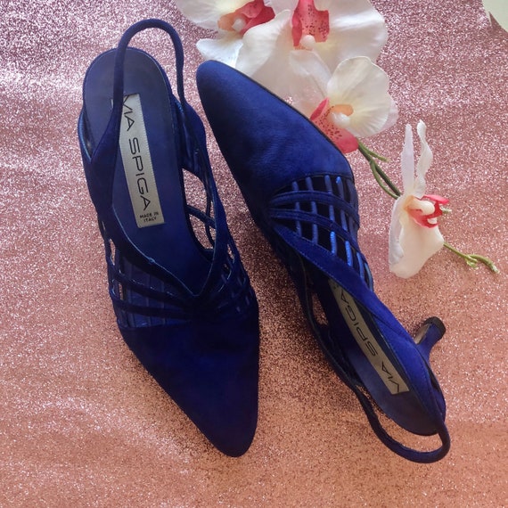 Blue Suede Shoes; slingbacks; Via Spiga