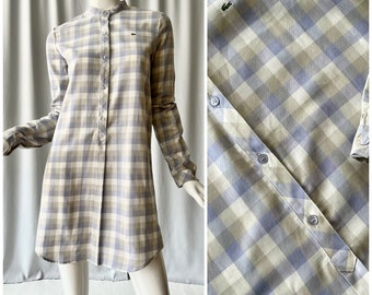 LACOSTE: Lilac check tunic shirt dress