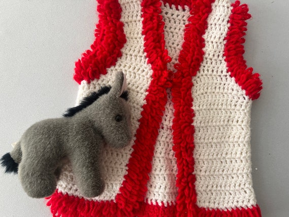VINTAGE; toddler hand knit sweater vest - image 3