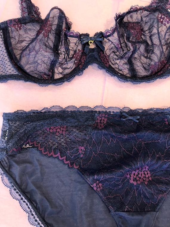 CHANTELLE; lace lingerie set 36C; demi cup bra; f… - image 5