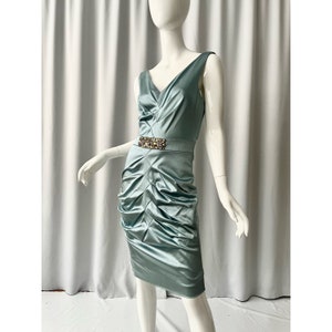 NICOLE MILLER; satin formal dress