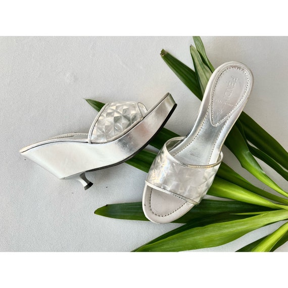 FENDI Vintage Open Toe Platform Slides Etsy