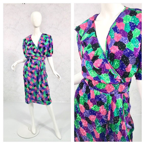 EMANUEL UNGARO: Silk multi colour wrap style dress - image 1