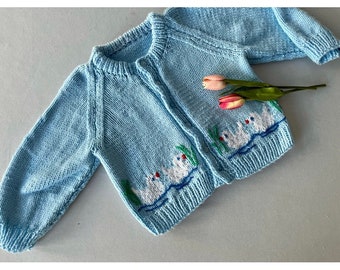 VINTAGE; toddler hand knit cardigan sweater