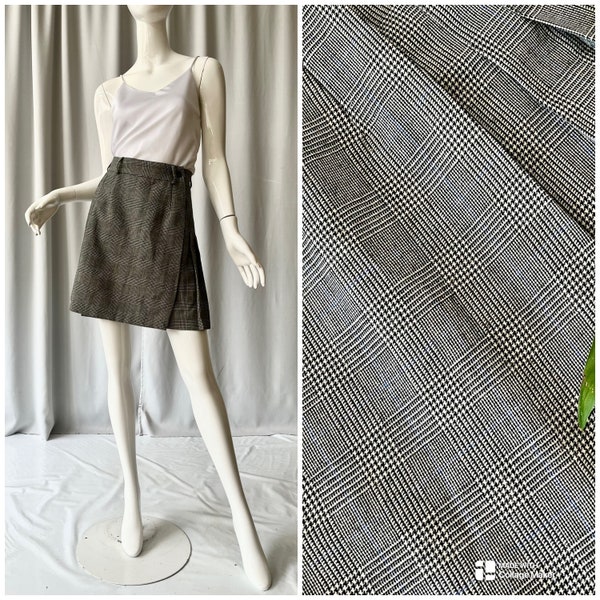 CLUB MONACO; Grey plaid wool kilt skirt