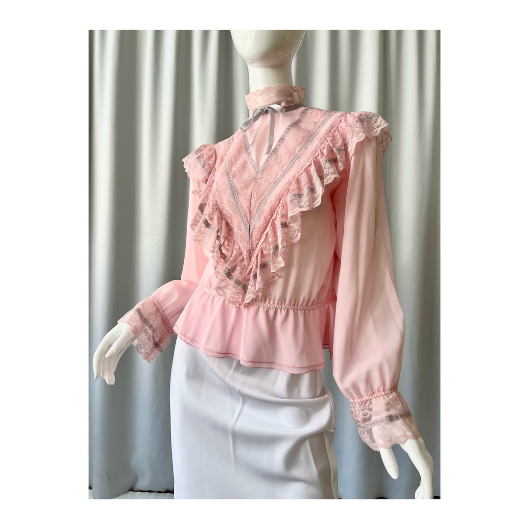 VINTAGE Victorian Style Ruffle Blouse - Etsy