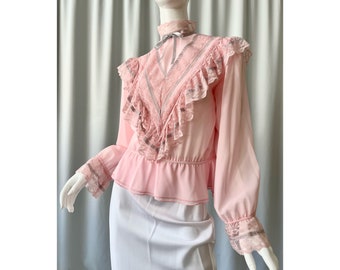 VINTAGE; Victorian style ruffle blouse