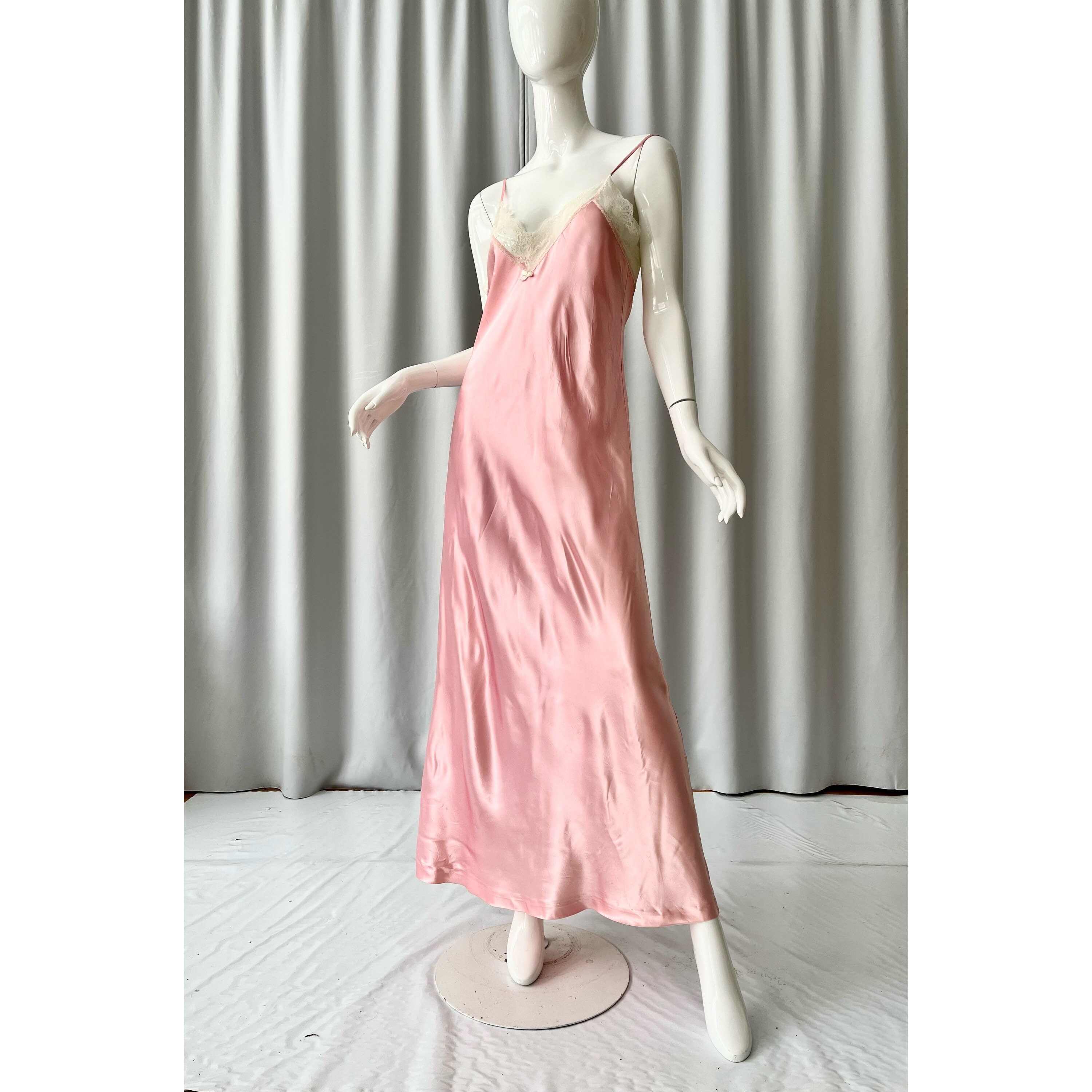 VINTAGE Floor Length Satin Slip Dress in Bubblegum Pink With Etsy Canada