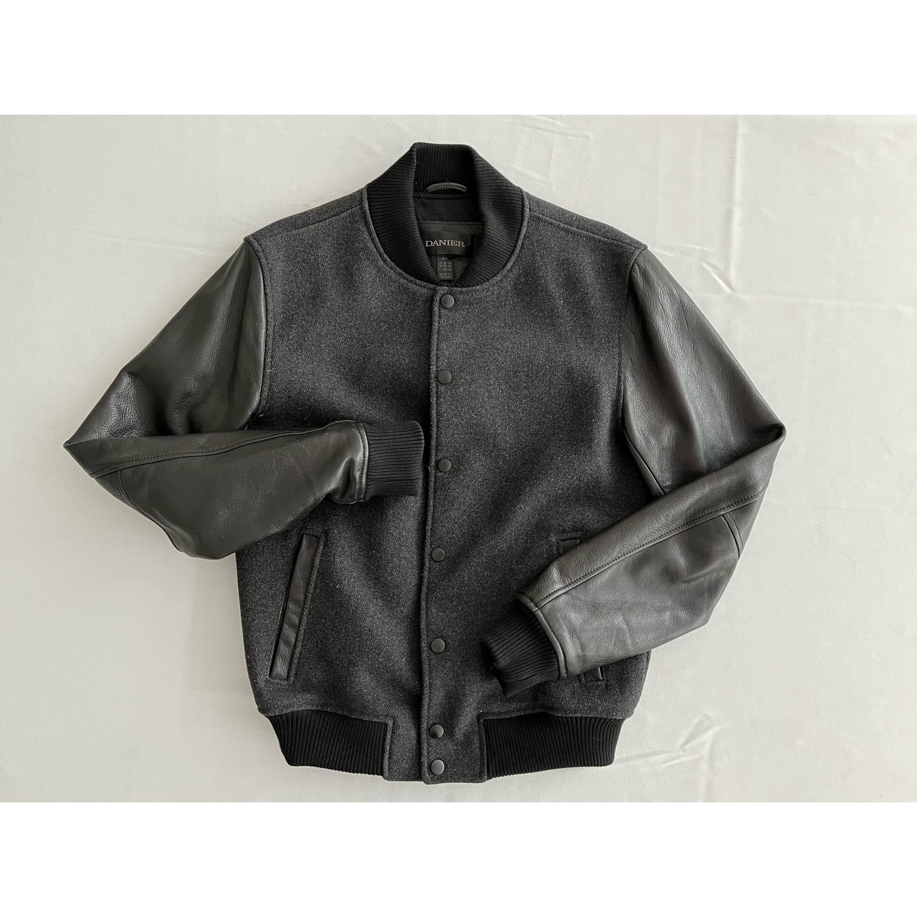 DANIER Leather and Wool Bomber Jacket Etsy Denmark