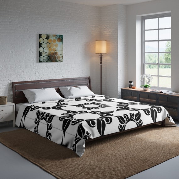 Comfy Fluffy Black And White Comforter Etsy