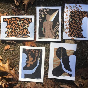 Set of 5 Illustration Postcards.   5x7.   Original Artwork by @Yonderpuss 2019