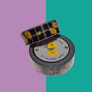 Sunflower Washi Tape | Floral Cottagecore Decorative tape | Flower Themed Stationery for Journals and Scrapbooks