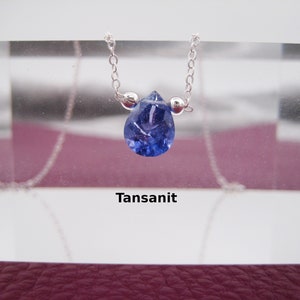 Tanzanite necklace, tanzanite drop, faceted tanzanite, blue-purple, concave, 925 silver, gold-filled, rose gold-filled, minimalist