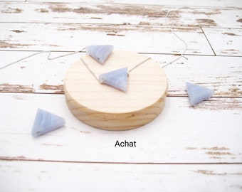 Agate necklace, agate triangle, agate light blue, 925 silver, gold-filled, box chain, dainty, minimalist, gemstone