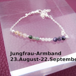 Bracelet Vierge, pierres de naissance, pierres d&#39;équilibrage, naturel, bracelet empilable, bracelet en argent, rempli d&#39;or, minimaliste, pierre précieuse