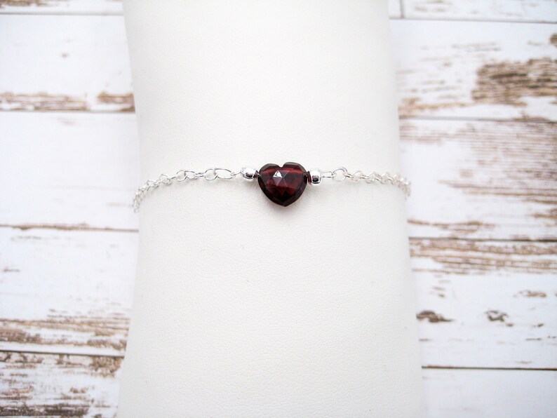 gemstone Braceletfootchain with heart garnet 925 silver silver bracelet minimalist kyanite
