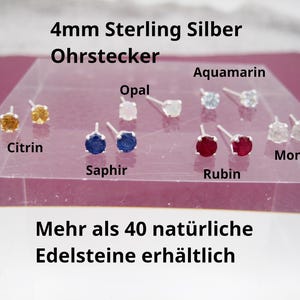 Boucles d'oreilles puces en argent sterling avec pierres précieuses naturelles, pierres de 4 mm disponibles en de nombreuses variétés
