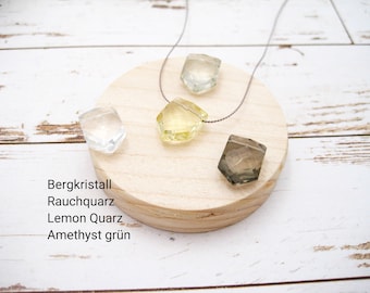 Silk necklace with arrow pendants, smoky quartz, green amethyst, lemon quartz, rock crystal, dainty, minimalist, gemstone