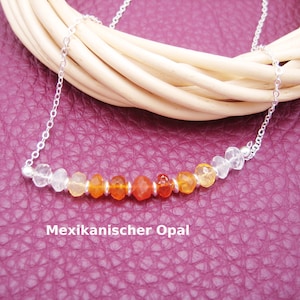 Opal necklace, Mexican opal, orange opal, rondelle, gradient, gemstone necklace, bar necklace, dainty