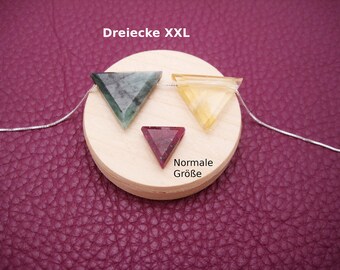 Triangle necklace XXL, labradorite, iolite, rose quartz, emerald, lapis lazuli, 925 silver, gold filled, dainty, minimalist, rose gold filled