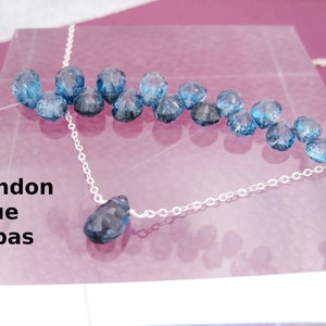 Topaz necklace, London Blue, natural, drop, faceted, 925 silver, gold filled, rose gold filled, minimalist, gemstone