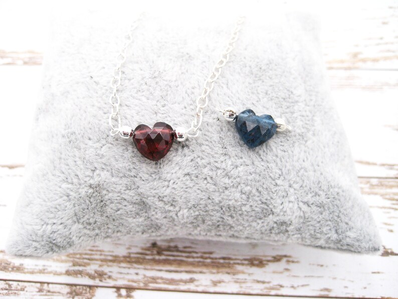 gemstone Braceletfootchain with heart garnet 925 silver silver bracelet minimalist kyanite