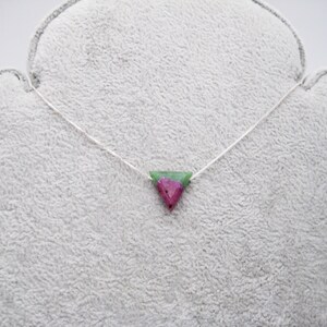 Ruby-zoisite necklace, ruby triangle, natural, 925 silver, gold-filled, rose gold-filled, box chain, dainty, minimalist, gemstone image 5